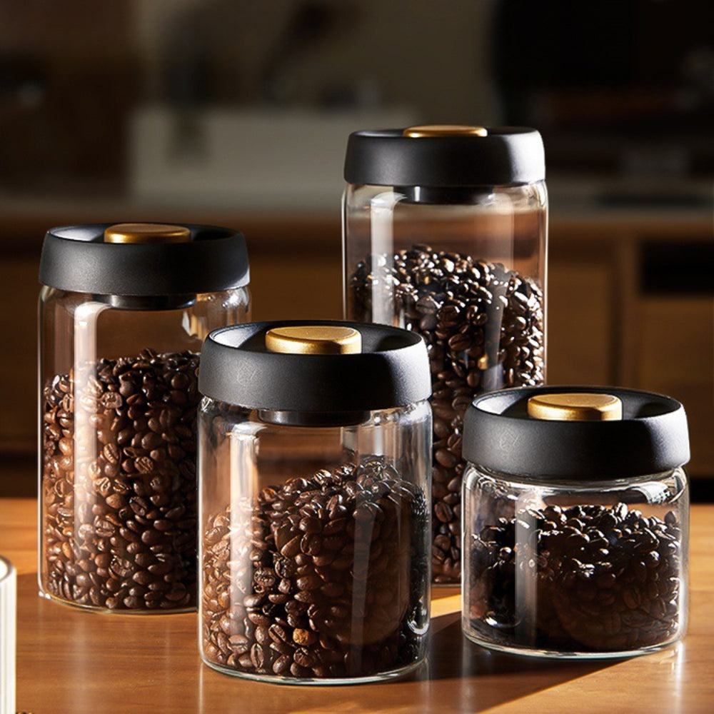 Coffee Beans Vacuum Sealed Tank Transparent Glass Food Storage Jars