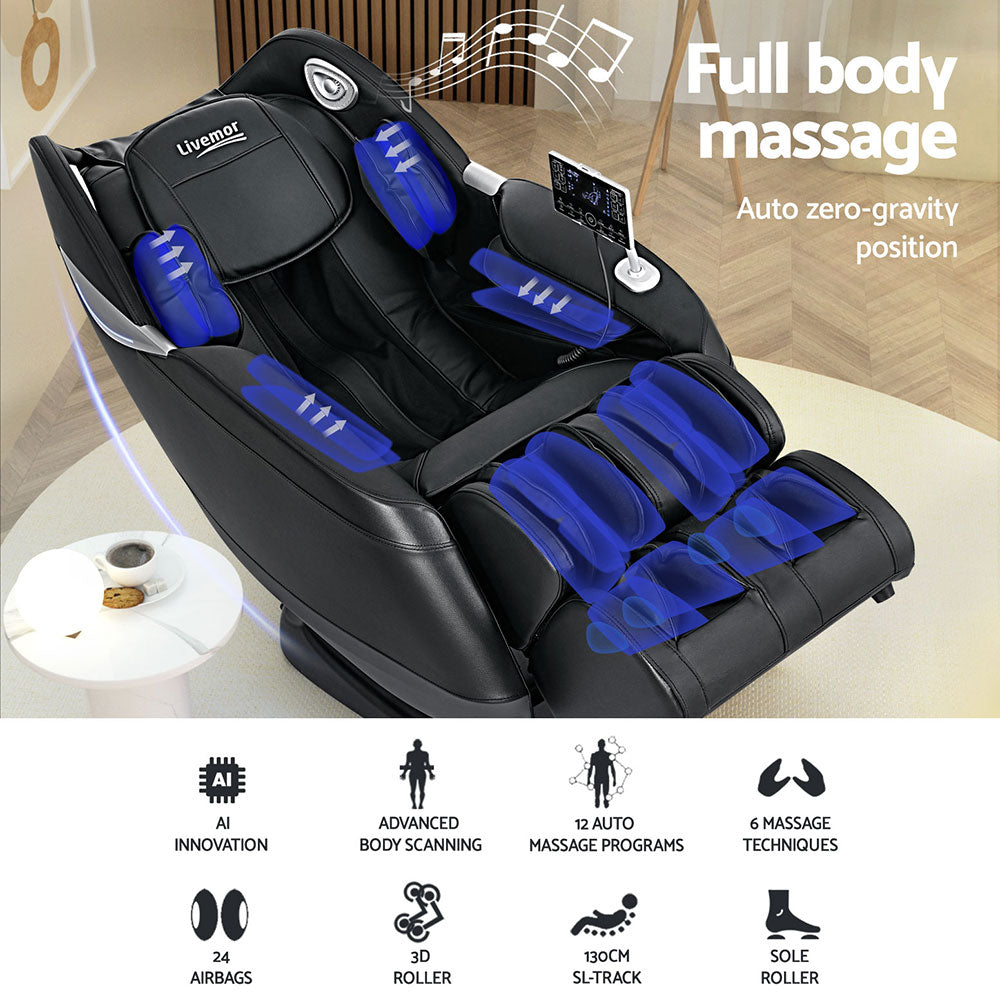 Livemor Massage Chair Electric Recliner Home 3D Massager Flynn-3